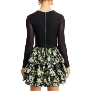 Alice and Olivia Womens Chara Sheer Ruffled Mini Dress