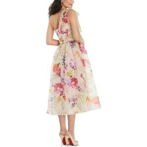 Alfred Sung Womens Floral Print Midi Dress