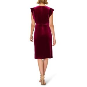 Adrianna Papell Womens Velvet Surplice Midi Dress