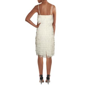Aidan Mattox Women's Fringed Square Neck Sleeveless Mini Dress